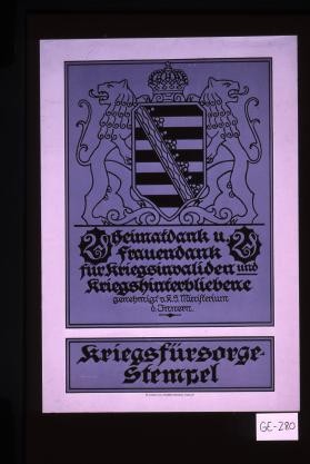 Heimatdank und Frauendank fur Kriegsinvaliden und Kriegshinterbliebene