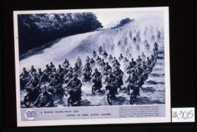 A British motor-cycle unit moving at speed across country