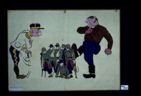 Poster depicting Hitler, Petain, and prisoners