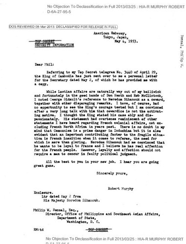 Robert Murphy letter to Philip W. Bensal