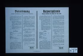 Verordnung betreffend Uberschreitung der Sperrlinie durch Zivilpersonen. ... Lodz, den 13. April 1916. Der Militargouverneur: Barth, Generalleutnant. Rozporzadzenie ... Gubernator wojenny: Barth, jeneral-porucznik