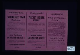 Bekanntmachung ... Belohnung ... uberfielen ... raubten ... Obwieszczenie ... Cesarsko-Niemiecki Prezydent Policji w.z. Dr. Hochtl