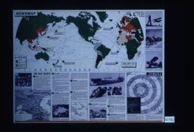 Newsmap. ... The war fronts. ... [verso:] Action! Training. ... Landing operations. ... Solomons. ... Europe