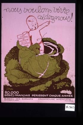 Nous voulons vivre, aidez-nous! 80.000 bebes francais perissent chaque annee. Bureau des enfants, Croix-rouge americaine