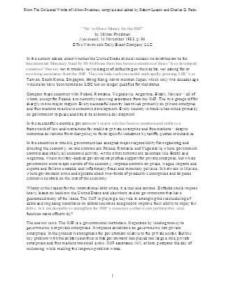 "No" to More Money for the IMF