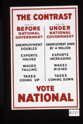 The contrast, 1929-31, before National government ... 1931-35, under National government