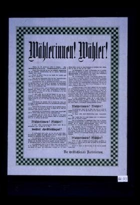 Wahlerinnen! Wahler! Sonntag den 16. Februar 1919 ist Wahltag ... wahlet christlichsozial!