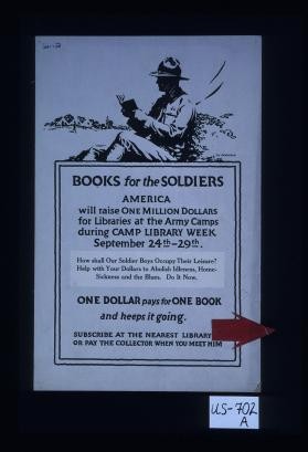 Books for soldiers ... Help with your dollars to substitute a book for a pack of cards, a bottle of rum or a set of dice
