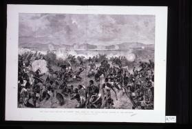 The Zulu War - battle of Ulundi: final rush of the Zulus - British square in the distance