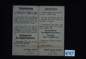 Bekanntmachung ... Jeder Handler, der vom Magistrat Kalisch Zucker zum Wiederverkauf erhalt, darf nur diesen Zucker verkaufen ... Kalisch, den 12. April 1916 ... Ogloszenie ... Niemiecki Naczelnik Powiatowy, Hahn, Tajny radca rejencyjny