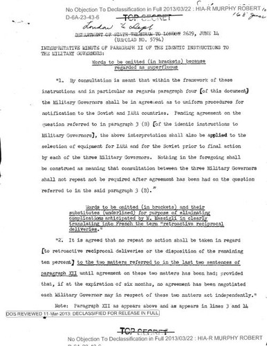 Interpretitative minute of paragraph II of the identic instructions to the military governors