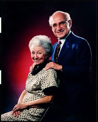 Photograph of Milton Friedman and Rose Friedman used on Two Lucky People cover
