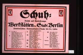 Schuh-Besohl- und Ausbesserungs-Werkstatten der Stadt Berlin