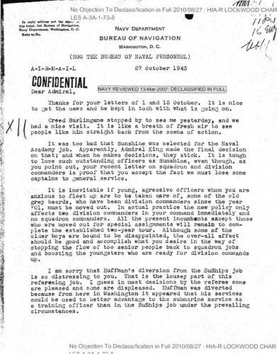 C. W. Wilkins letter to Vice Admiral C. A. Lockwood