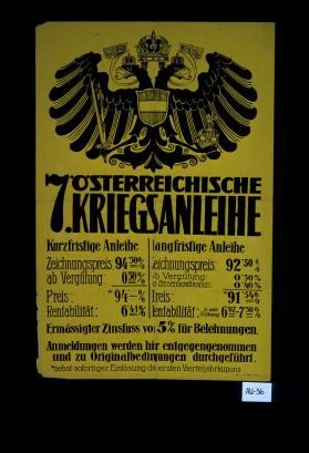 7. Osterreichische Kriegsanleihe. Kurzfristige Anleihe ... langfristige Anleihe