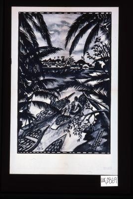 Poster depicting natives in canoes