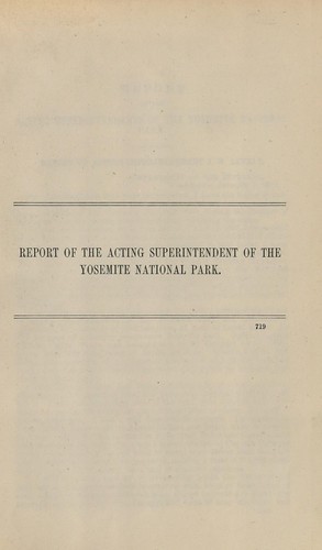 Report of the Acting Superintendent of the Yosemite National Park