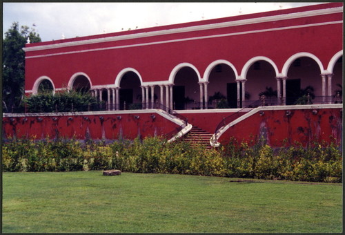 Hacienda Temozon Front Wall in process of restoration