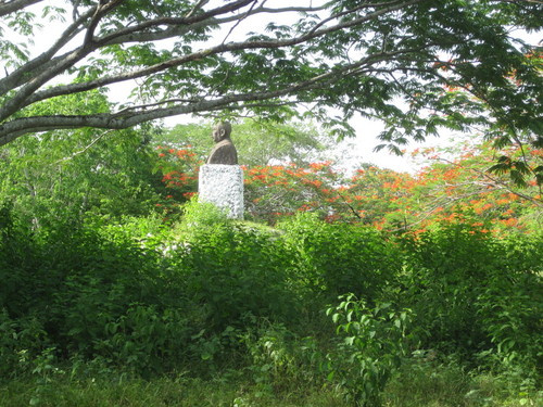 Monument to Lazaro Cardenas, from a Significant Distance, from the Right Side Buried in Foliage, Temozon