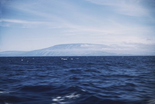 Northern peak on Albermarle Is., Galapagos. 5500' high. Dark strips are lava flows now cold