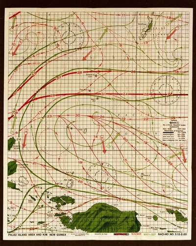 Cloth survival chart for Palau Island area and northwest New Guinea, and Western Caroline Island