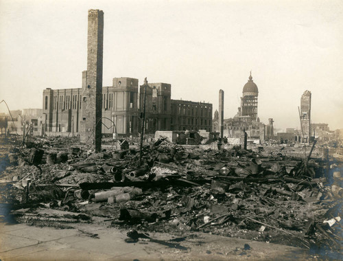 St. Ignatius from Gough Street, San Francisco Earthquake and Fire, 1906 [photograph]