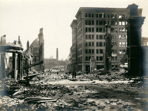 Ruins and rubble from New Montgomery Street, San Francisco Earthquake and Fire, 1906 [photograph]