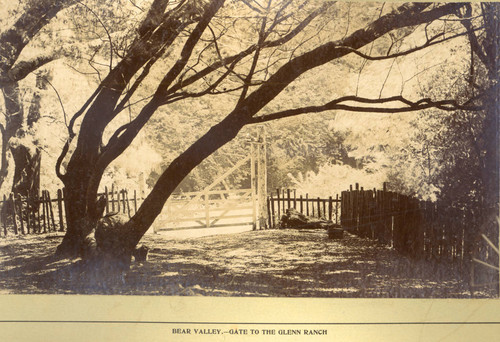The gate to the Glenn Ranch in the Bear Valley area of western Marin County, California, circa 1895 [photograph]