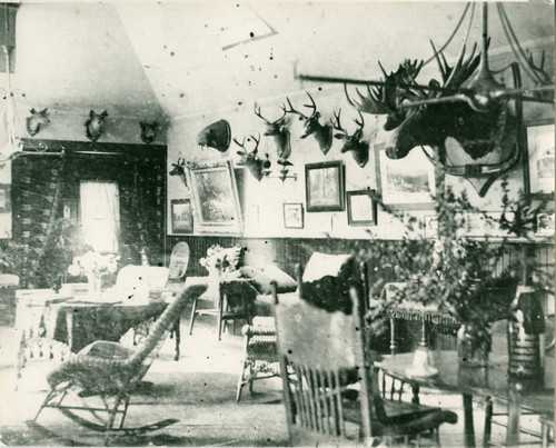 The interior of the clubhouse of the Country Club at Bear Valley, Marin County, California, circa 1893 [photograph]