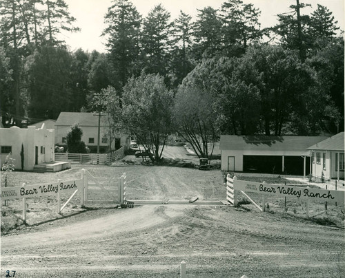 The private entrance to the Bear Valley Ranch, Marin County, California, circa 1945 [photograph]