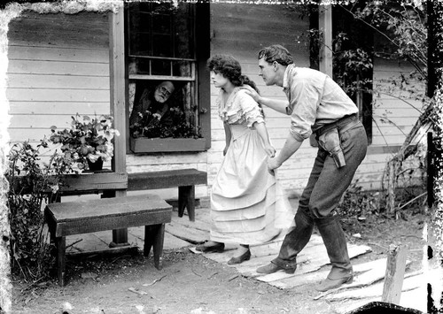 Matt Snyder, Beatriz Michelena, and House Peters in the California Motion Picture Corporation production of Salomy Jane, Lagunitas, 1914 [photograph]