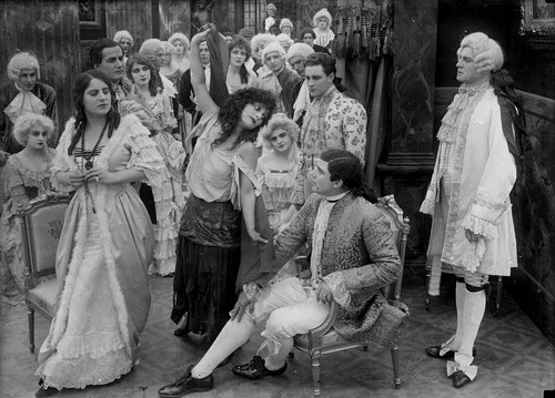 Beatriz Michelena as Mignon, House Peters as Wilhelm Meister, and unidentified actors in the California Motion Picture Corporation production of Mignon, San Rafael, 1914 [photograph]