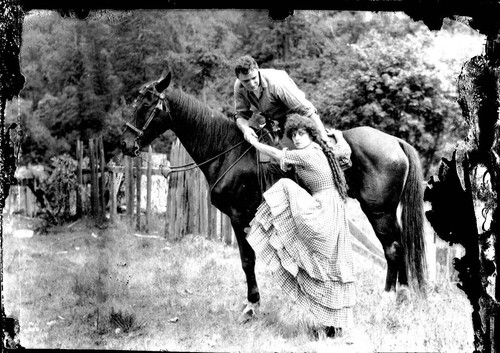 House Peters and Beatriz Michelena in the California Motion Picture Corporation production of Salomy Jane, produced in San Rafael, 1914 [photograph]