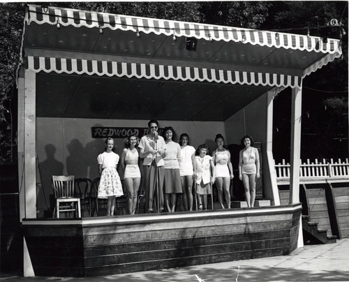 The stage at the Redwood Bowl at Marin Town & Country Club, Fairfax, Marin County, California, circa 1955 [photograph]