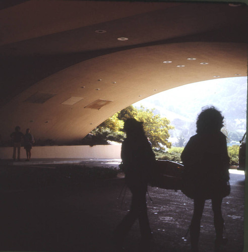 View from the archway entrance to the Marin County Civic Center Administration Building, circa April 1971 [photograph]