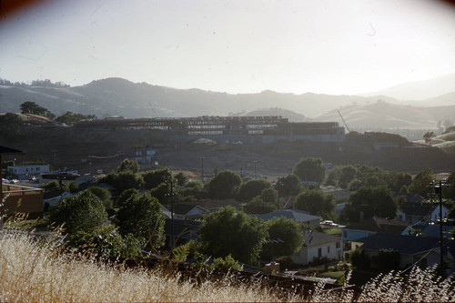 Administration Building under construction, circa 1960, at the Frank Lloyd Wright-designed Marin County Civic Center, San Rafael, California [photograph]