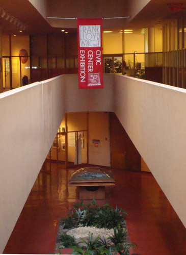 Special banner commemorating 50th Anniversary of the Frank Lloyd Wright Marin County Civic Center in San Rafael, California, Jan 17, 2013 [photograph]