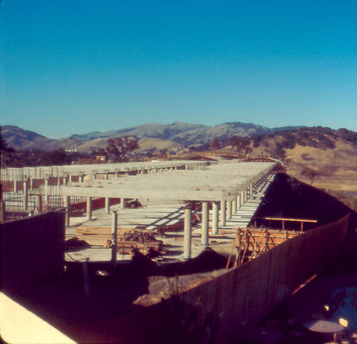 Construction of the Hall of Justice at the Frank Lloyd Wright-designed Marin County Civic Center, San Rafael, California, circa 1966 [photograph]