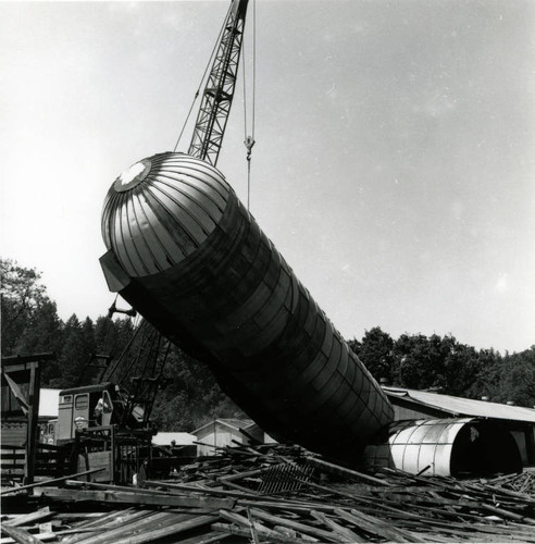 The razing of silos on the former Roy Ranch, San Geronimo, California, May, 1964 [photograph]