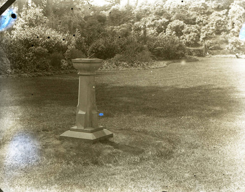 A sundial in the garden at Marin Junior College in Kentfield, Marin County, California, circa 1930 [photograph]