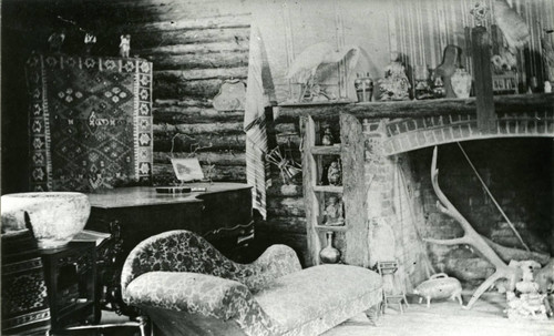 Fireplace in the party room at Camp Ho Ho, Larkspur, circa 1885 [photograph]