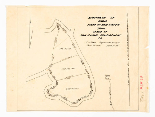 Subdivision of knoll west of new water tank, lands of SR Dev. Co