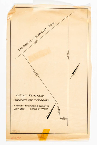 Lot surveyed for P. Ferrari [San Rafael-Sausalito Rd]