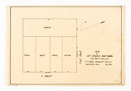 Plat of lot 1, block 2, Short Addition for Mrs. E. T. Schwiesau [1st, E]