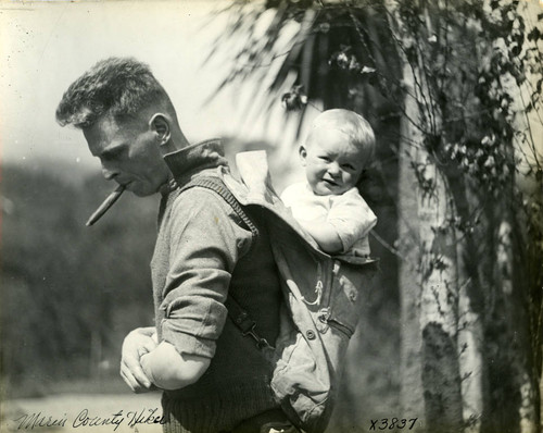 Hiker with child, Marin County, California, circa 1922 [photograph]