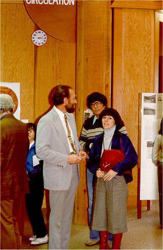 County Librarian Bruce Bajema, with Marin County Supervisor Barbara Boxer at the dedication of the Fairfax Branch of the Marin County Free Library, February 1978 [photograph]