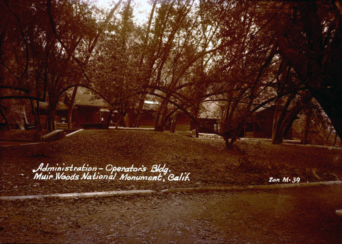 Administration-Operator Building in Muir Woods, 1941 [postcard negative]