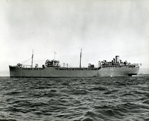 SS Mission Purisima, a T-2 tanker built at Marinship, Marin County, during a trial run on November 5, 1943 [photograph]