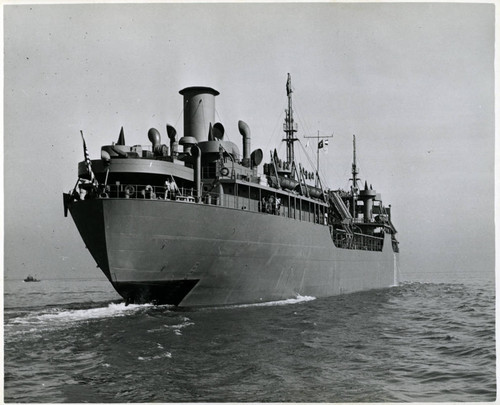 SS Mission Purisima, a T-2 tanker built at Marinship, Marin County, during a trial run on November 5, 1943 [photograph]