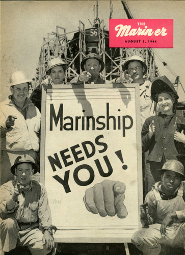Front cover of The Marin-er, a Marinship publication, Marin County, August 5, 1944 [photograph]